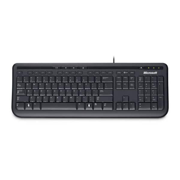Microsoft Keyboard 600, Black, Wired, 5 Hotkeys - USB - Retail Pack