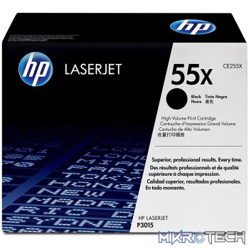 HP CE255X Black Toner, 12500pages - for HP LaserJet P3010 Series, P3015 Series
