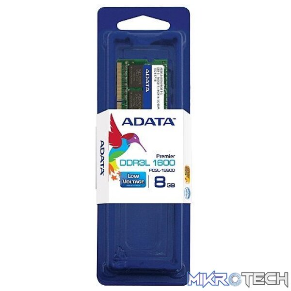 Adata 8GB 1600MHz DDR3 CL11 204 pin 1.35V / 1.5V Dual Voltage Notebook Memory Adata 8GB 1600MHz DDR3 CL11 204 pin 1.35V / 1.5V Dual Voltage Notebook Memory