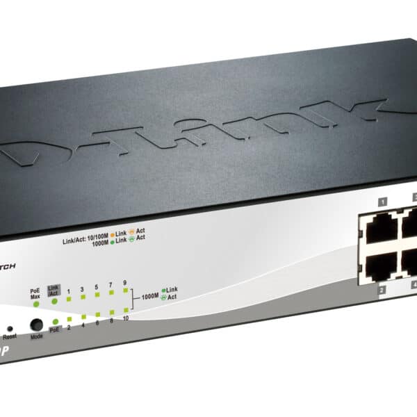D-Link 10-Port PoE Gigabit WebSmart Switch, including 2 Gigabit Combo BASE-T/SFP