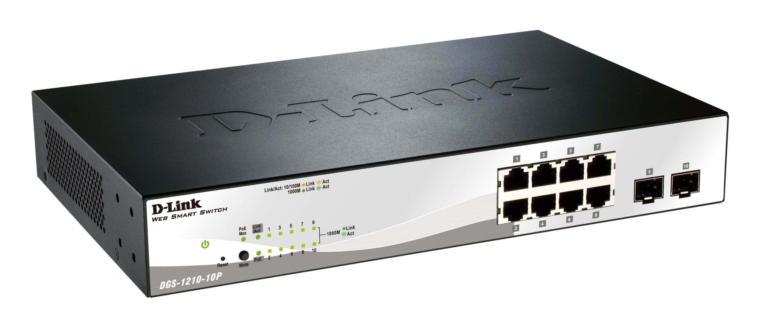D-Link 10-Port PoE Gigabit WebSmart Switch, including 2 Gigabit Combo BASE-T/SFP