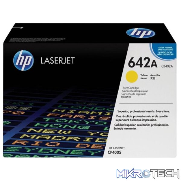 HP CB402A 642A Yellow Original LaserJet Toner Cartridge HP CB402A 642A Yellow Original LaserJet Toner Cartridge