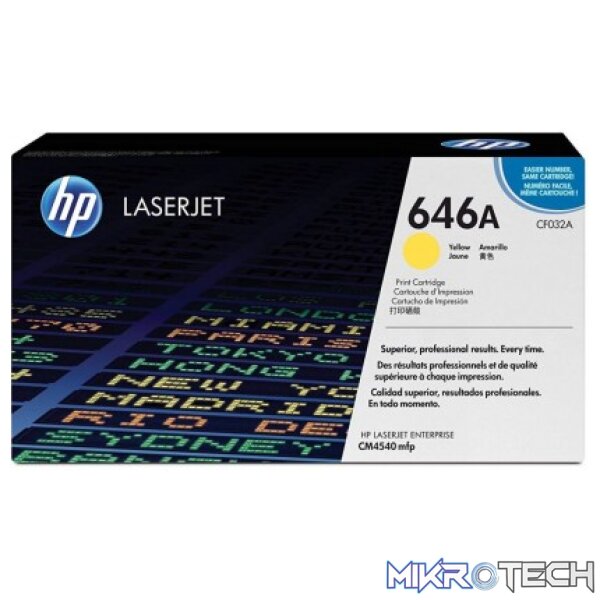 HP CF032A 646A Yellow Original LaserJet Toner Cartridge HP CF032A 646A Yellow Original LaserJet Toner Cartridge
