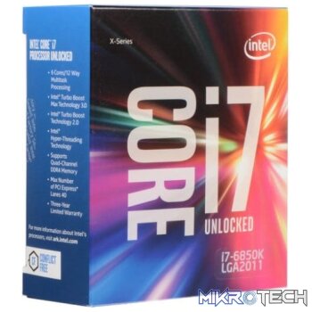 Intel i7-6850K LGA2011-v3 Socket 14nm 6 Core 3.6GHz Desktop CPU - Cooler Not Included