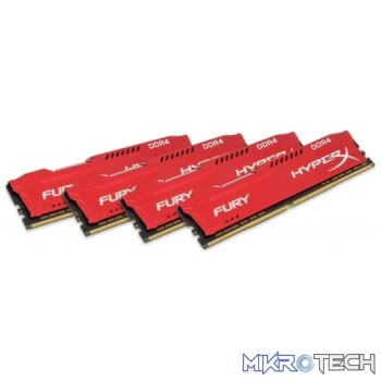 Kingston HyperX Fury 64GB (4x16GB) DDR4-2400MHz CL15 1.2V Red Desktop Memory
