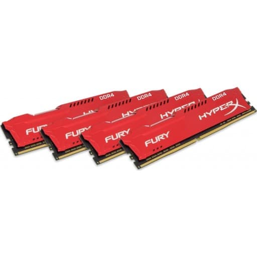 Kingston HyperX Fury 64GB (4x16GB) DDR4-2400MHz CL15 1.2V Red Desktop Memory