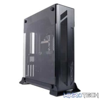 Lian-Li PC-o5SX All Black Wall-Mountable Open Air Case With Full-Sized Tempered Glass Side Panel Mini-ITX Chassis