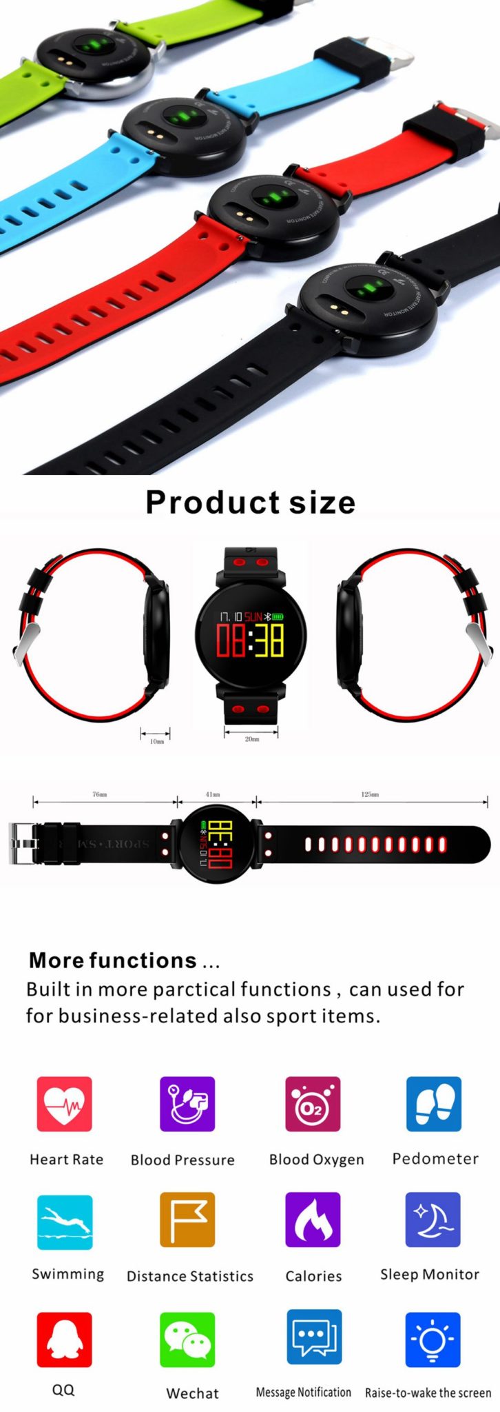 K2 OLED HD Color Display Swimming Long Stand-by Time Blood Pressure Blood Oxygen Monitor Smart Bluetooth Watch