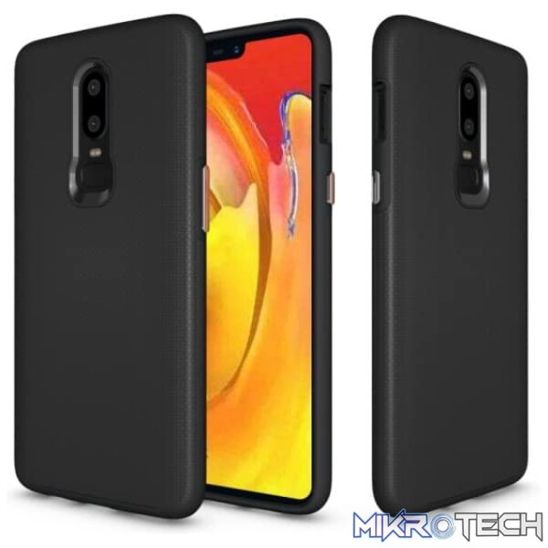 Anti-slip Armor Texture TPU + PC Case for OnePlus 6 (Black) - Image 2