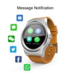 SMA-Round 1.28 inch Color Touch Screen Bluetooth Leather Strap Smart Watch, Waterproof, Support Voice Control / Heart Rate Monitor / Sleep Monitor / Bluetooth Camera, Compatible with Android and iOS System