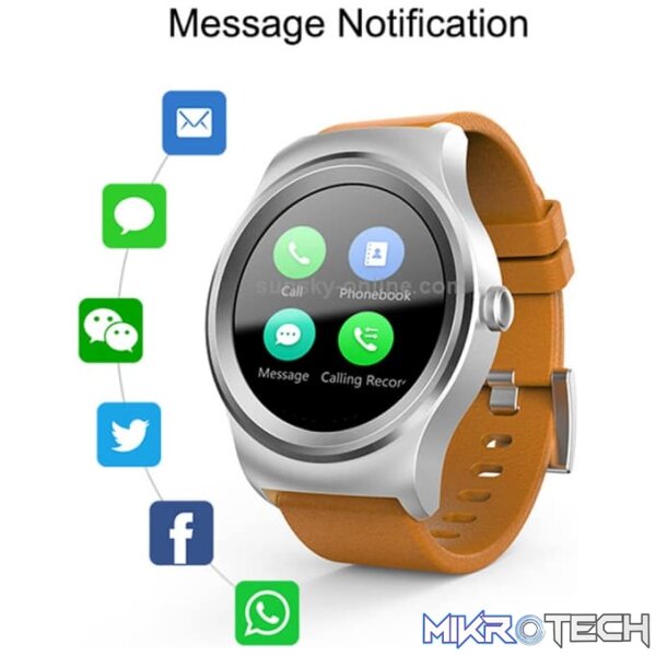 SMA-Round 1.28 inch Color Touch Screen Bluetooth Leather Strap Smart Watch, Waterproof, Support Voice Control / Heart Rate Monitor / Sleep Monitor / Bluetooth Camera, Compatible with Android and iOS System