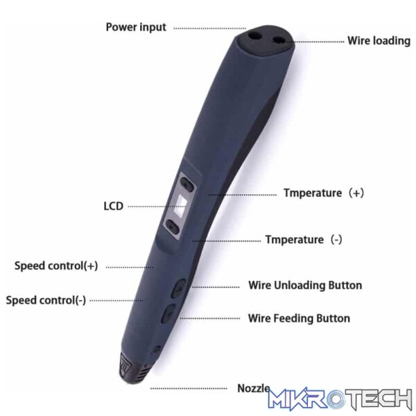 F20 Gen 4th 3D Printing Pen with LCD Display(Black) - Image 9