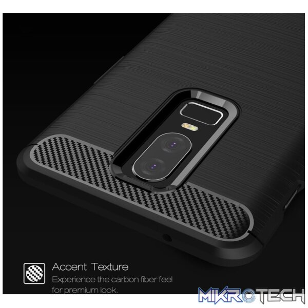 For OnePlus 6 Brushed Texture Carbon Fiber Shockproof TPU Protective Back Case(Black) - Image 4