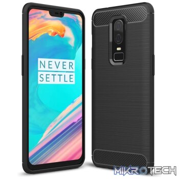 For OnePlus 6 Brushed Texture Carbon Fiber Shockproof TPU Protective Back Case(Black)