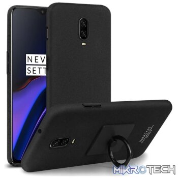 IMAK Matte Touch Cowboy PC Case for OnePlus 6T, with Holder & Screen Sticker(Black)
