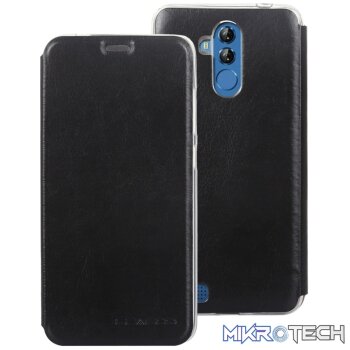 Litchi Texture Horizontal FlipTransparent TPU + Leather Case for LEAGOO M9 Pro(Black)