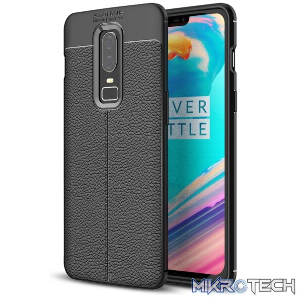 Litchi Texture TPU Case for OnePlus 6(Black) - Image 2