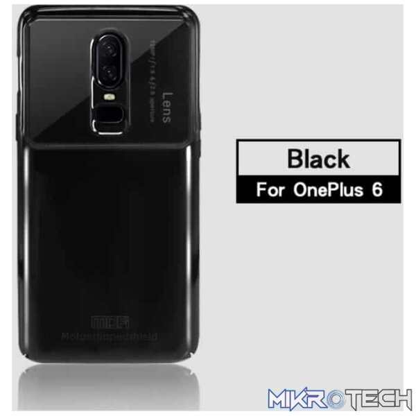 MOFI  Full Coverage PC + Lens + Back Camera Glass Protective Back Case for OnePlus 6 (Black) - Image 2