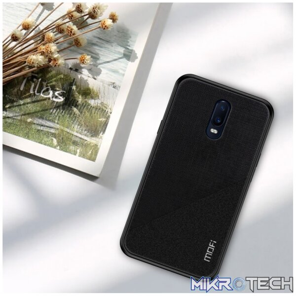 MOFI Shockproof TPU + PC + Cloth Pasted Case for One Plus 6T (Black) - Image 2