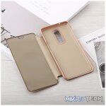 Mirror Clear View Horizontal Flip PU Leather Case for OnePlus 6 with Holder (Gold) - Image 4