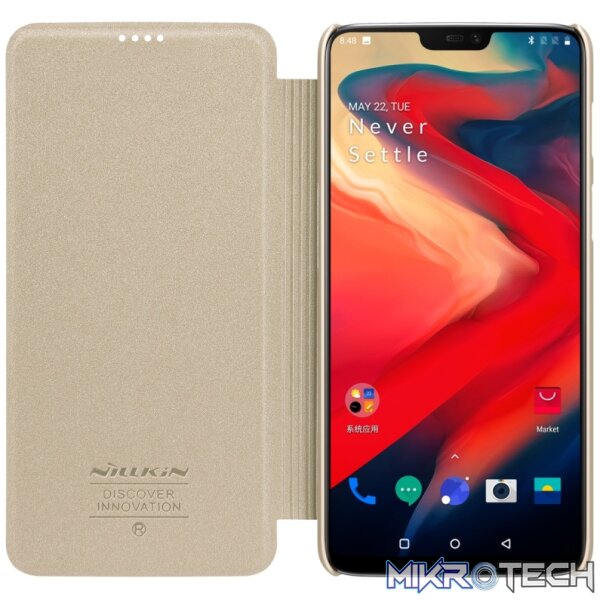 NILLKIN Frosted Texture Horizontal Flip Leather Case for OnePlus 6 (Gold) - Image 4