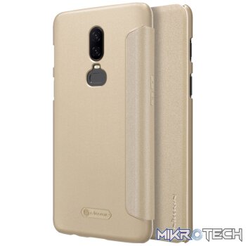 NILLKIN Frosted Texture Horizontal Flip Leather Case for OnePlus 6 (Gold)