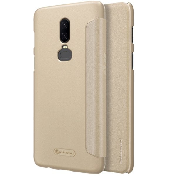 NILLKIN Frosted Texture Horizontal Flip Leather Case for OnePlus 6 (Gold)