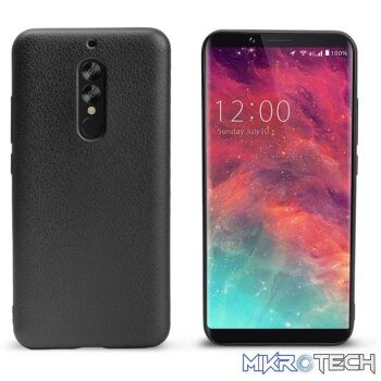 OCUBE for UMIDIGI S2 Litchi Texture Solid Color Metal Paint TPU Protective Back Cover(Black)