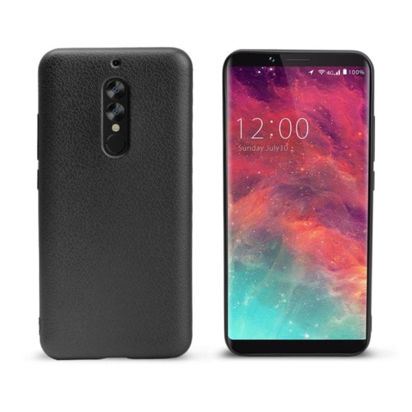 OCUBE for UMIDIGI S2 Litchi Texture Solid Color Metal Paint TPU Protective Back Cover(Black)