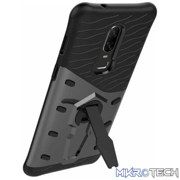 PC + TPU Dropproof Sniper Hybrid Case for OnePlus 6 with 360 Degree Rotation Holder (Black) - Image 3