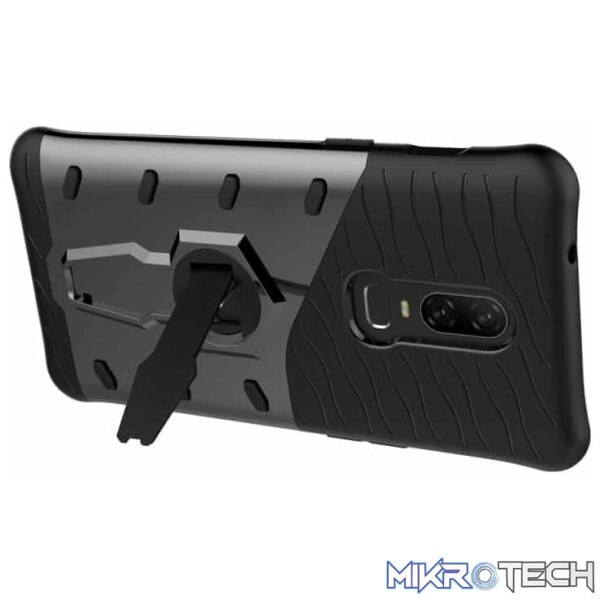 PC + TPU Dropproof Sniper Hybrid Case for OnePlus 6 with 360 Degree Rotation Holder (Black) - Image 4