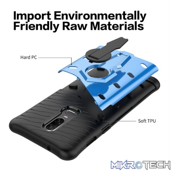 PC + TPU Dropproof Sniper Hybrid Case for OnePlus 6 with 360 Degree Rotation Holder (Black) - Image 5