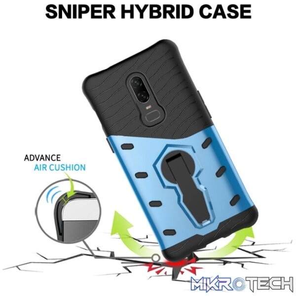 PC + TPU Dropproof Sniper Hybrid Case for OnePlus 6 with 360 Degree Rotation Holder (Black) - Image 8