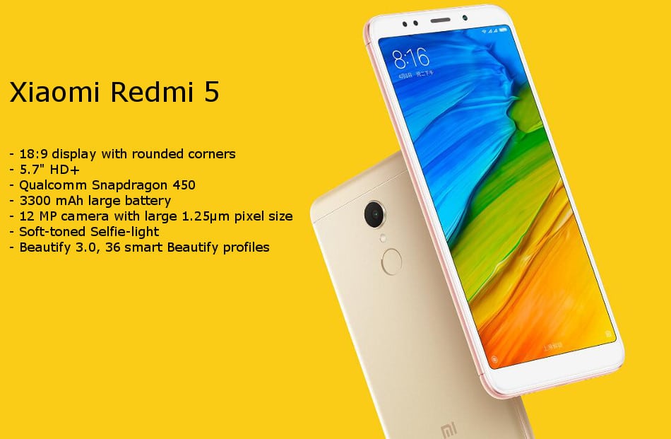 Xiaomi Redmi 5 Global Version 5.7 inch 2GB RAM 16GB ROM Snapdragon 450 Octa core 4G Smartphone Xiaomi Redmi 5 Global Version 5.7 inch 2GB RAM 16GB ROM Snapdragon 450 Octa core 4G Smartphone