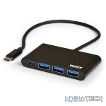 Port USB Type-C to 3 x USB3.0 and 1 x Type-C PD 30cm 4 Port Hub - Black