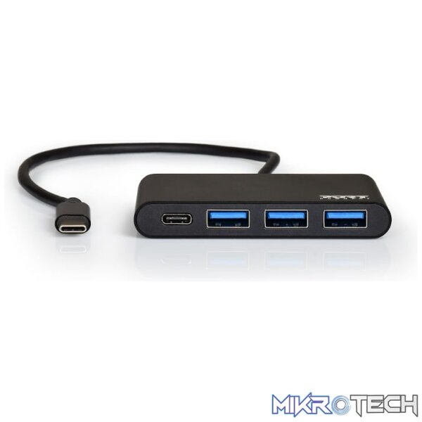Port USB Type-C to 3 x USB3.0 and 1 x Type-C PD 30cm 4 Port Hub - Black - Image 2