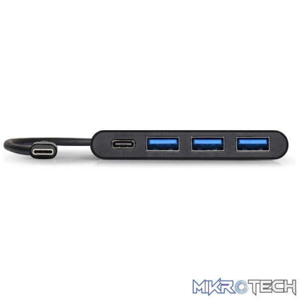 Port USB Type-C to 3 x USB3.0 and 1 x Type-C PD 30cm 4 Port Hub - Black - Image 3
