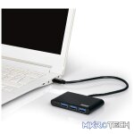 Port USB Type-C to 3 x USB3.0 and 1 x Type-C PD 30cm 4 Port Hub - Black - Image 4