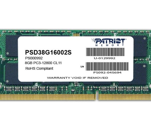 Patriot Signature Line 8GB 1600MHz DDR3 Dual Rank SODIMM Notebook Memory