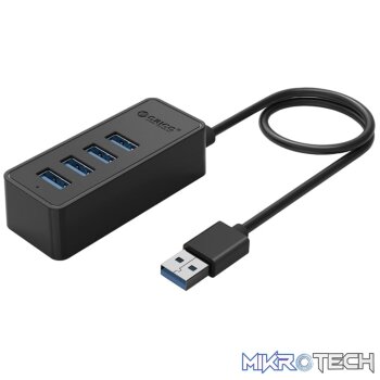 ORICO 4 Port USB3.0 Hub Black|Micro USB Power Adapter Not Included - Black