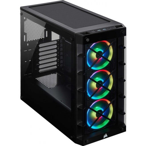 Corsair Crystal iCUE 465X RGB Tempered Glass Black Steel ATX Mid-Tower Desktop Chassis