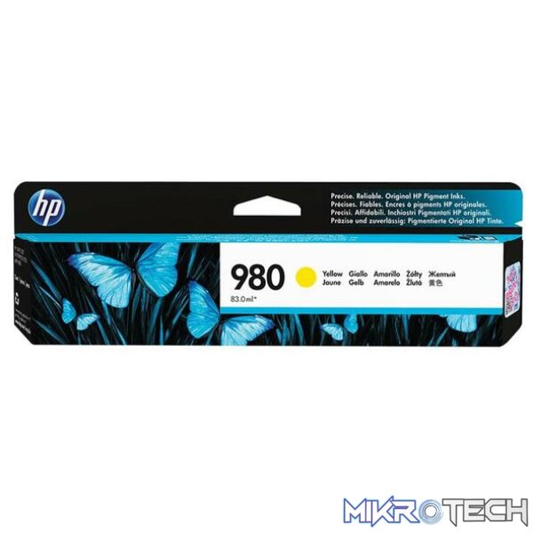HP D8J09A 980 Yellow Original Ink Cartridge HP D8J09A 980 Yellow Original Ink Cartridge