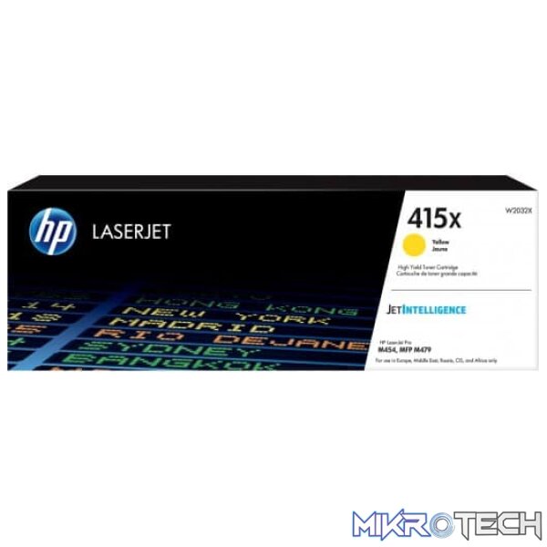 HP W2032X 415X High Yield Yellow Original LaserJet Toner Cartridge HP W2032X 415X High Yield Yellow Original LaserJet Toner Cartridge