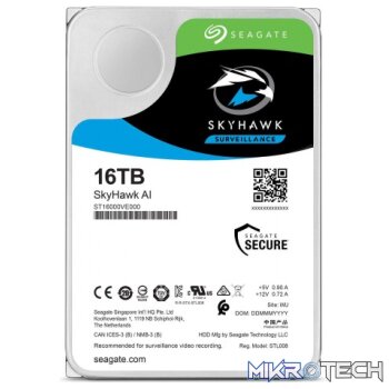 Seagate SkyHawk AI 16TB 7200RPM SATA 6Gb/s 256MB Cache 3.5" Internal Surveillance Hard Drive