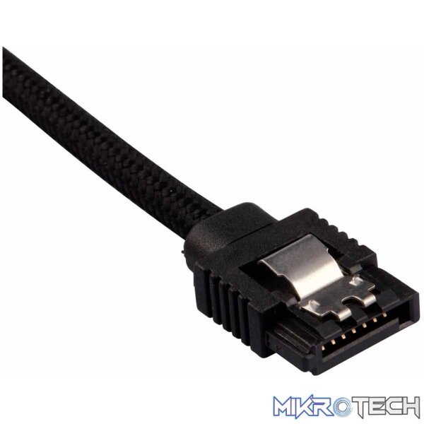 Corsair Premium Black Sleeved SATA 6Gbps 30cm Cable - Image 2