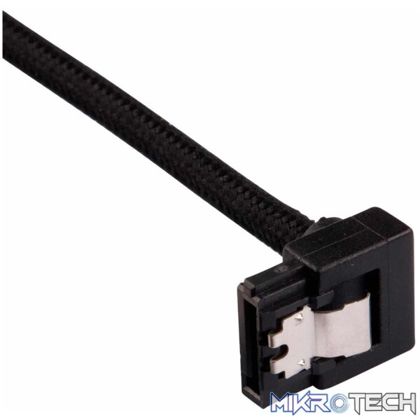 Corsair Premium Black Sleeved SATA 6Gbps 30cm 90° Connector Cable - Image 2