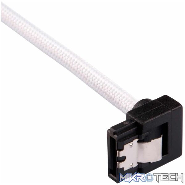 Corsair Premium White Sleeved SATA 6Gbps 30cm 90° Connector Cable - Image 2