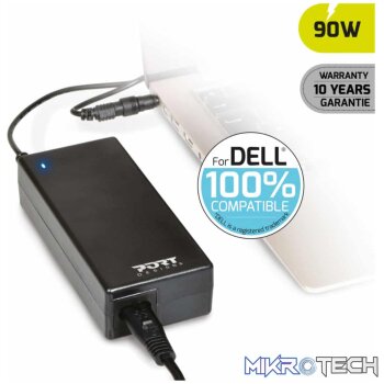 PORT PC ACCESSORIES 90W POWER SUPPLY FOR DELL - EU 10 YEAR CARRY IN WARRANTY