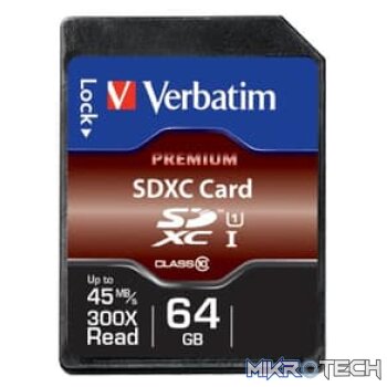 VERBATIM 64GB SD XC CLASS 10