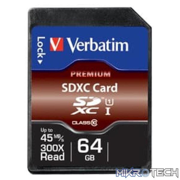 VERBATIM 64GB SD XC CLASS 10 VERBATIM 64GB SD XC CLASS 10